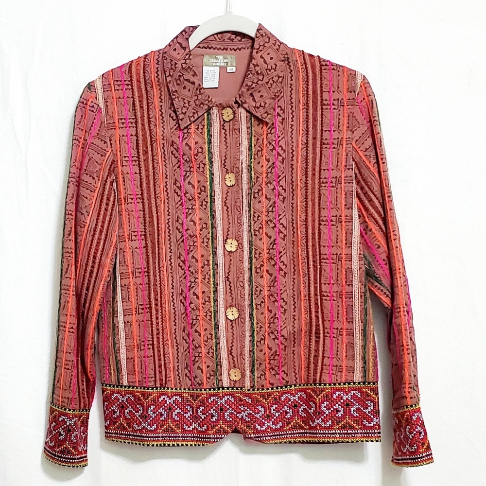 The Territory Ahead Striped Aztec Embroidered Jacket XSmall